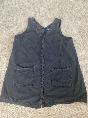 Old Navy Faded Black Denim V-Neck Button-Front Mini Dress